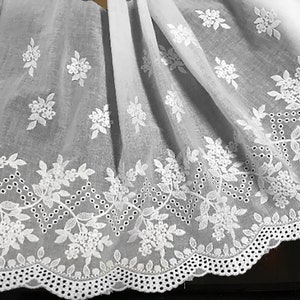 Natural White Broderie Anglaise - Swiss Cotton Voile - 33 cm Wide.