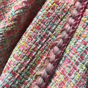 Multi Color w/Ribbons and Tulle Weaved Through Out  - French Tweed - 150 cm Wide.