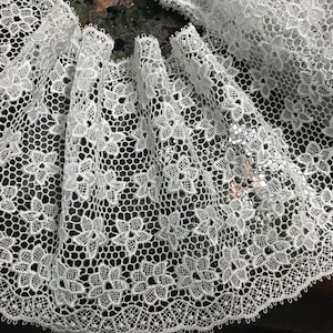 White Shiny - Double Border  Italian Lace - 17cm  Wide.