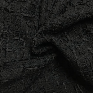 Black w/Black Velvet Ribbons - Double Face French Tweed - 150 cm Wide.