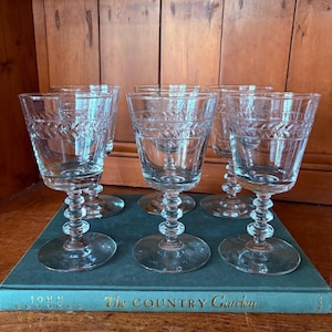 Vintage Rock Sharpe Bunker Hill Crystal Stemware – Water Goblets or Champagne Coupes – Multi Knob Stem – Choose Your Set