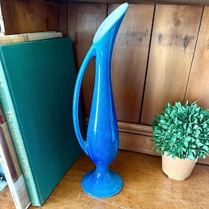 Mid-Century Haeger Blue Ceramic Vase: Vintage Pottery Pitcher