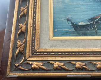 Artist-signed Vintage Oil Painting Venice Italy Gondola