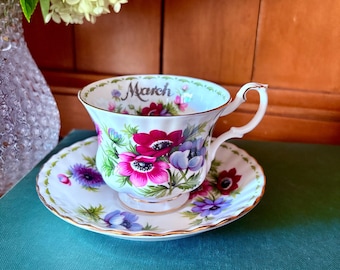 Royal Albert March Teacup and Saucer Set – Bone China Violets