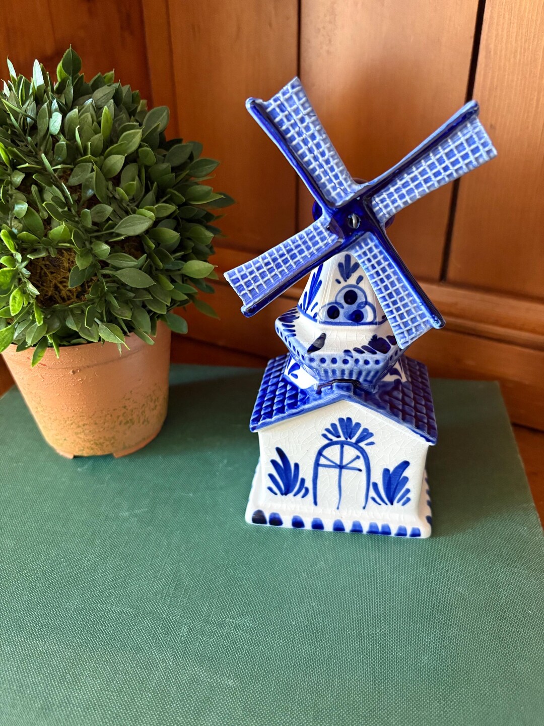 Vintage Hand-painted Blue and White Delft Holland Porcelain Windmill ...