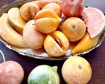 1960s Vintage Alabaster Stone Fruit: Mid-Century Modern Home Decor