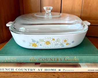 Vintage Corning Ware Floral Bouquet Casserole Dish with Lid