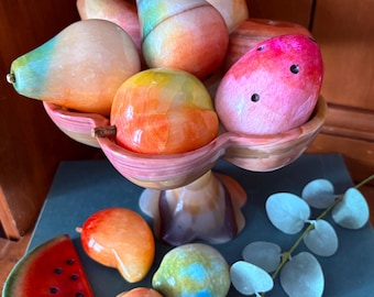 Handcrafted Onyx Stone Fruits Colorful Decorative Fruit Décor for Tabletop, Kitchen & Home Unique Natural Stone Collectible
