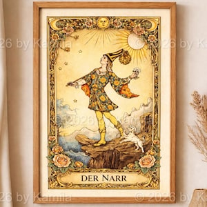 Der Narr Tarot Poster – Rider Waite Stil – Premium Wandkunst auf mattem Papier