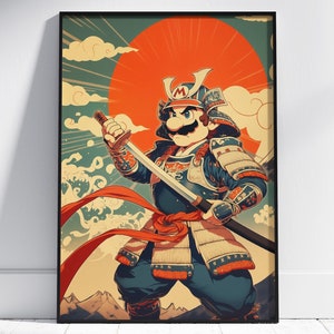 Samurai Mario Art Print: Japanese Anime Poster (Digital Download)