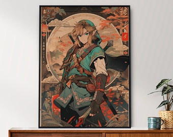 Länk Japansk Tapestry Art: Legend of Zelda-poster (digital nedladdning)