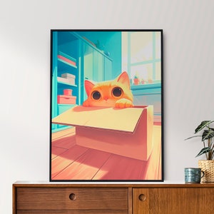 Kawaii Orange Cat, Cute Kitten Poster, Happy Little Kitty, Adorable Poster, Printable Wall Art, Bedroom Wall Art, Digital Download
