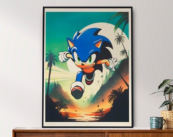 Sonic the Hedgehog, Old School Japanese Poster, Retro, Anime Poster, Printable Wall Art, Bedroom Wall Art, Japanese Home Decor