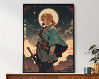 Länk Japansk Tapestry Art: Legend of Zelda-poster (digital nedladdning)