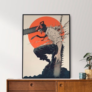 Chainsaw Man, Denji, Ukiyo-e, Japanese Tapestry Style, Anime Poster, Printable Wall Art, Bedroom Art, Home Decor, Digital Download