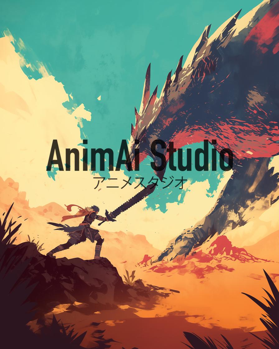 Monster Hunter Wilds Poster: Japanese Tapestry Style Gaming Art