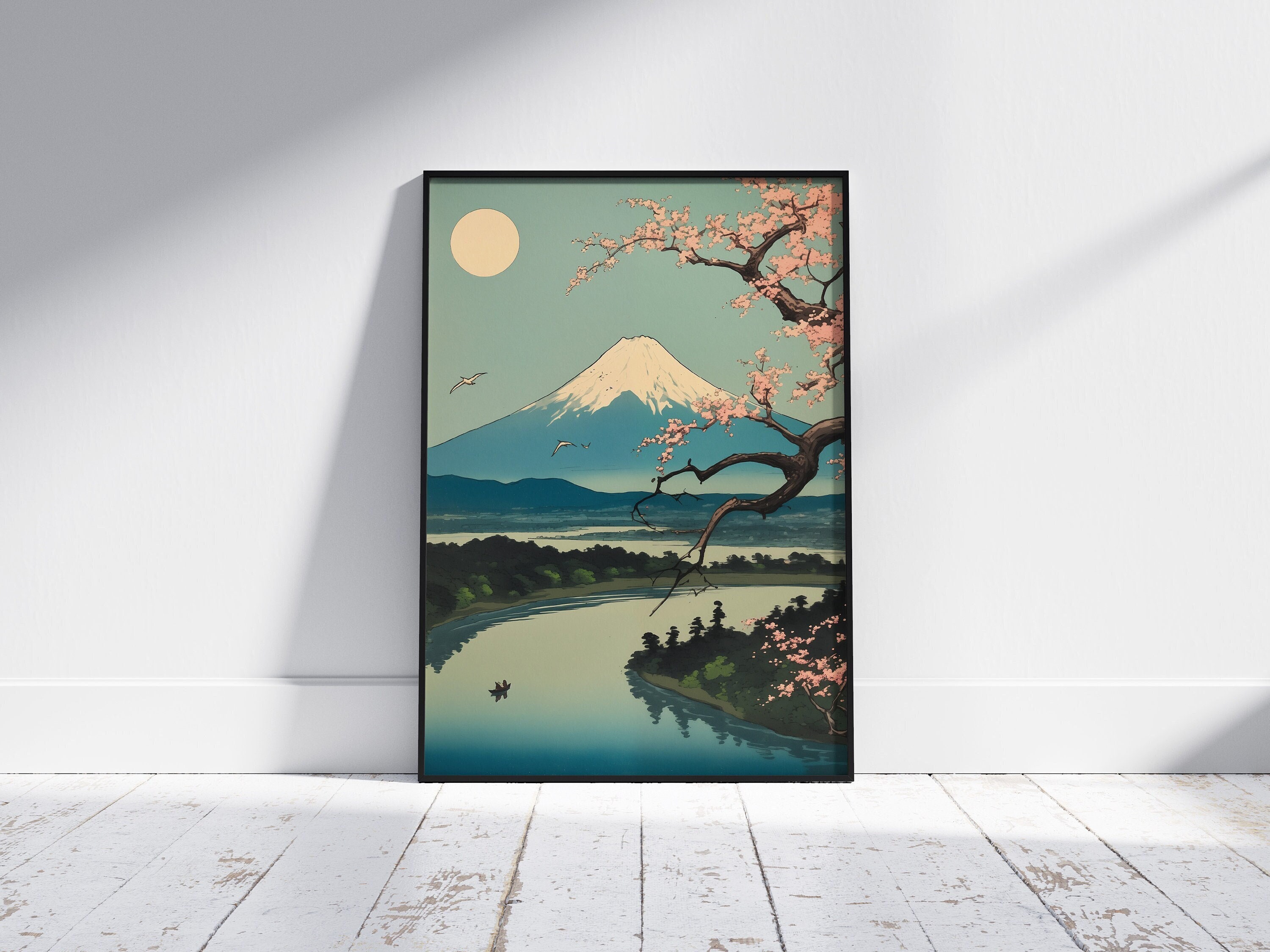 富士山桜の版画：日本の浮世絵風（デジタルダウンロード） - Etsy 日本
