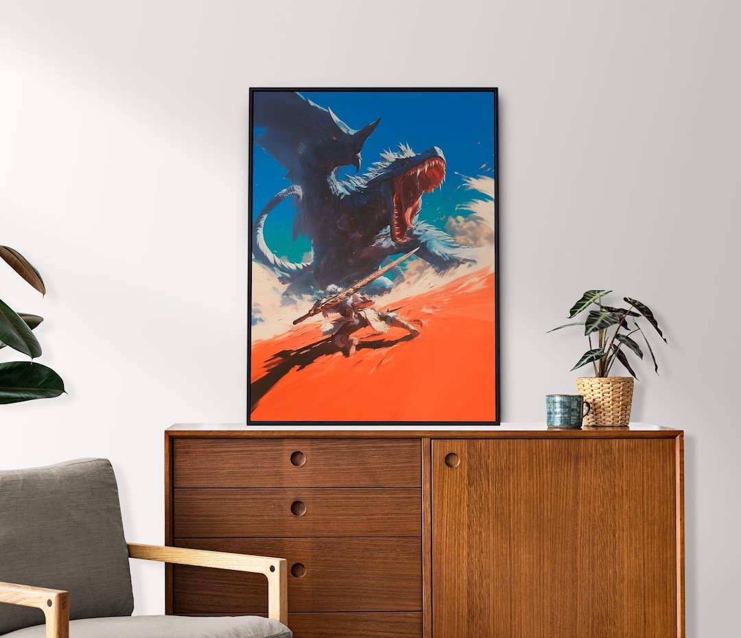 Monster Hunter Wilds Art Print: Japanese Tapestry Style (digital