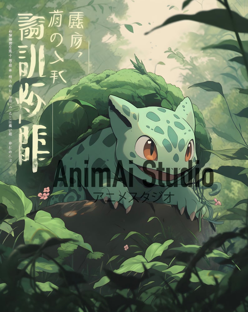 Bulbasaur, Pokemon, Japanese Tapestry Style, Anime Poster, Printable ...