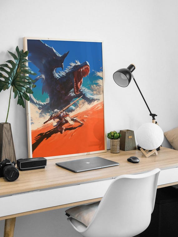 Monster Hunter Wilds Art Print: Japanese Tapestry Style (digital