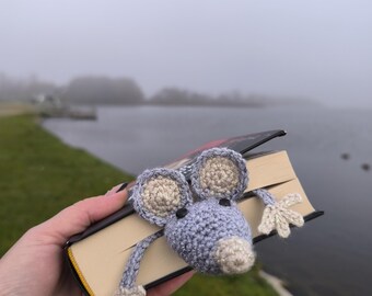 Gehaakte muisbladwijzer • Handgemaakt katoenen amigurumiboekaccessoire