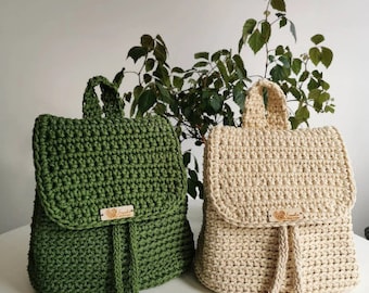 Crochet backpack in many colors , Knitted backpack , Woven backpack , crochet rope backpack, Summer shoulder bag