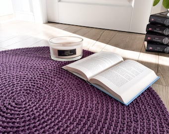 Round crochet rug blue or other color