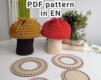 Mushroom Basket Crochet Pattern: English Instructions (PDF Download)