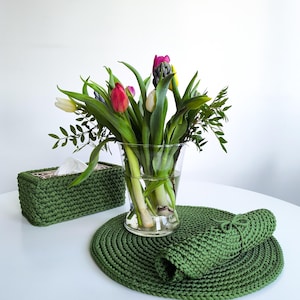 Porte-serviettes décoratif et sous-verres au crochet / Porte-serviettes au crochet / Plateau décoratif pour table basse / Housse pour boîte de mouchoirs et napperon au crochet
