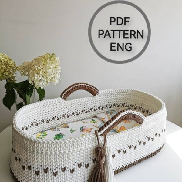 Crochet baby basket pattern pdf pattern , Moses basket pattern, digital download