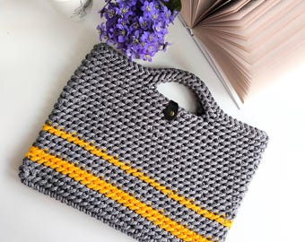 Grey/yellow color crocheted computer case, Knitted Laptop Case, mint color rope Tablet Case, Red Kindle Case, Woven Tablet Skin, Ipad Case