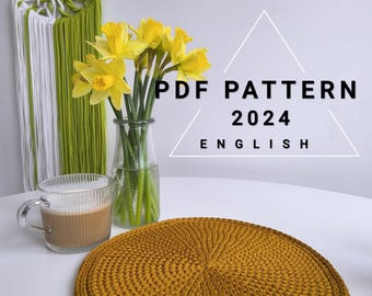 Crochet Table Placemat Pattern: Round Coaster, 30cm (PDF Pattern)