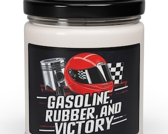 Gasoline, Rubber, and Victory Scented Soy Candle - 9oz Candle