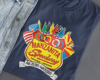 Camiseta de la pista de tierra Manzanita Speedway USAC World of Outlaws Phoenix, Arizona