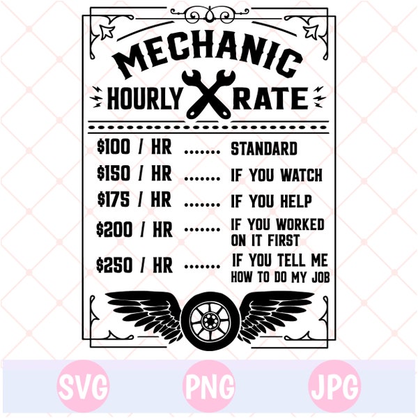 Mechanic Hourly Rates Png Etsy