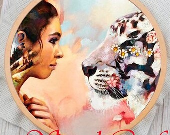 Fantasy Woman and White Tiger Cross Stitch Pattern (PDF)