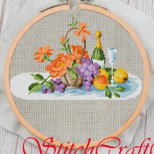 Patrón de punto de cruz de frutas vintage: Muestrario del siglo XIX (patrón PDF)