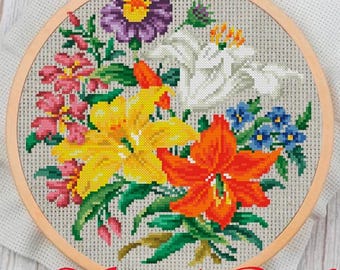 Vintage Flowers Cross Stitch Pattern: 19th Century Sampler (PDF Pattern)
