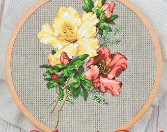 Flowers Counted Cross Stitch Pattern: Modern Floral Embroidery (PDF Pattern)