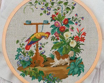 Vintage bloemenpatroon kruissteek: 19e-eeuwse sampler (pdf-download)