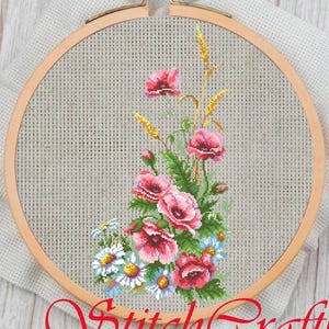 Flowers Counted Cross Stitch Pattern PDF - Modern Pattern - Embroidery Flowers