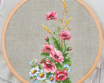 Floral Cross Stitch Pattern: Modern Flower Embroidery (PDF Pattern)
