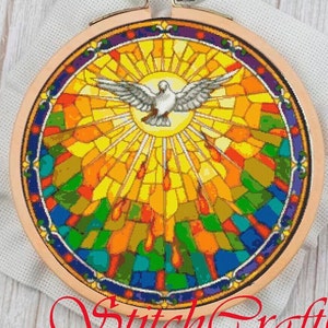 Stained Glass Cross Stitch Pattern PDF - Counted Modern Embroidery - Holy Spirit Dove - Suncatcher Static Window - Cross Stitch Cute