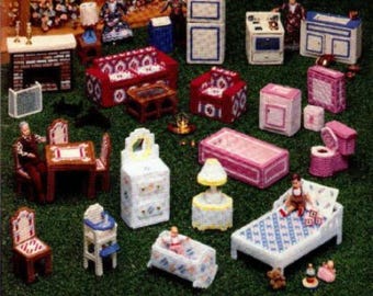 PDF Vintage Plastic Canvas Pattern - Dollhouse Furniture