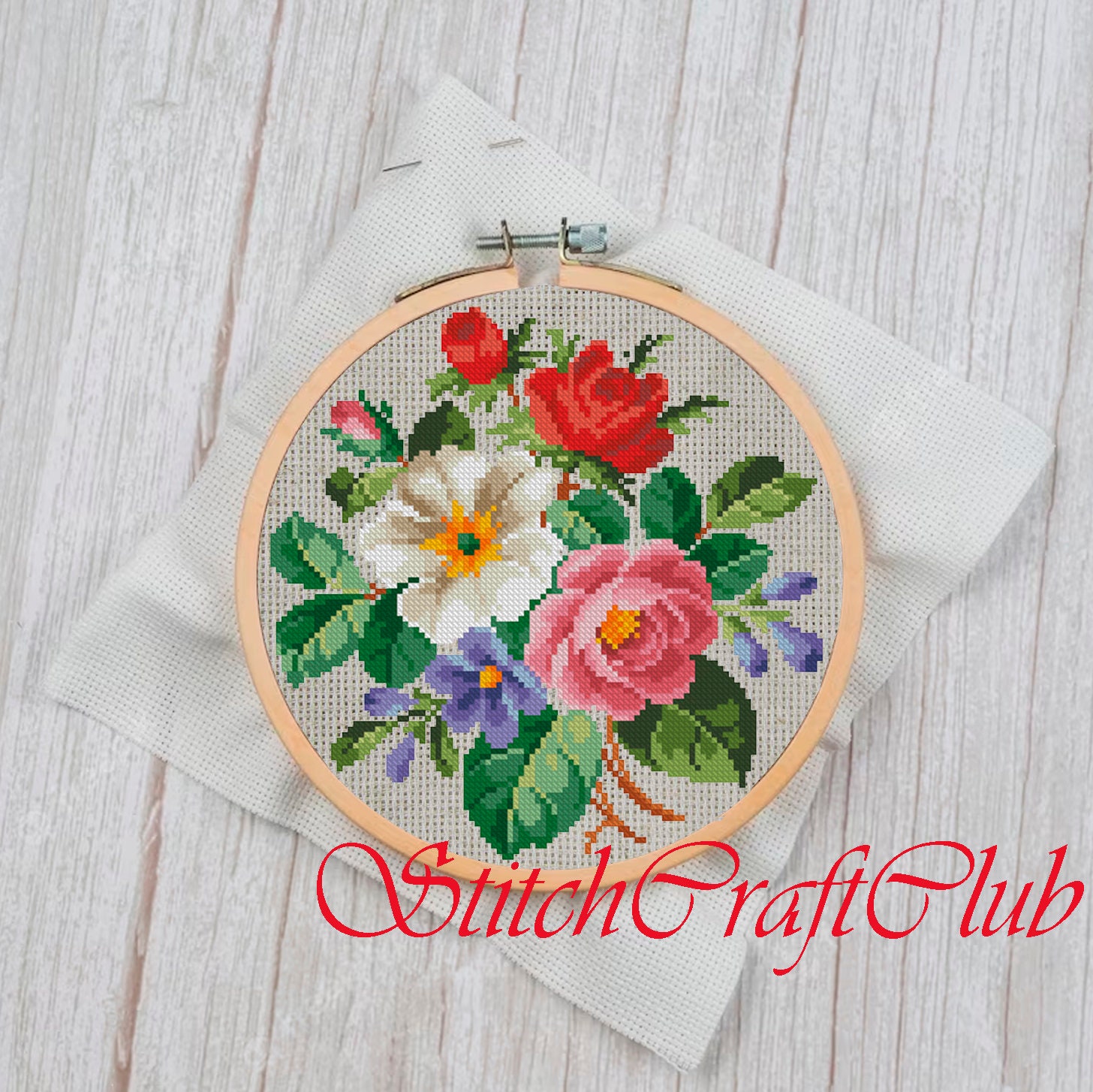 Vintage Floral Cross Stitch Pattern: 19th Century Sampler (PDF