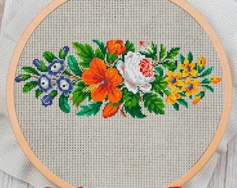Vintage Floral Cross Stitch Pattern: 19th Century Sampler (PDF Pattern)