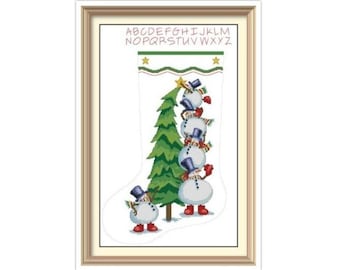 Christmas Stocking  Cross Stitch Pattern Digital Download PDF Trimming the Tree Stocking