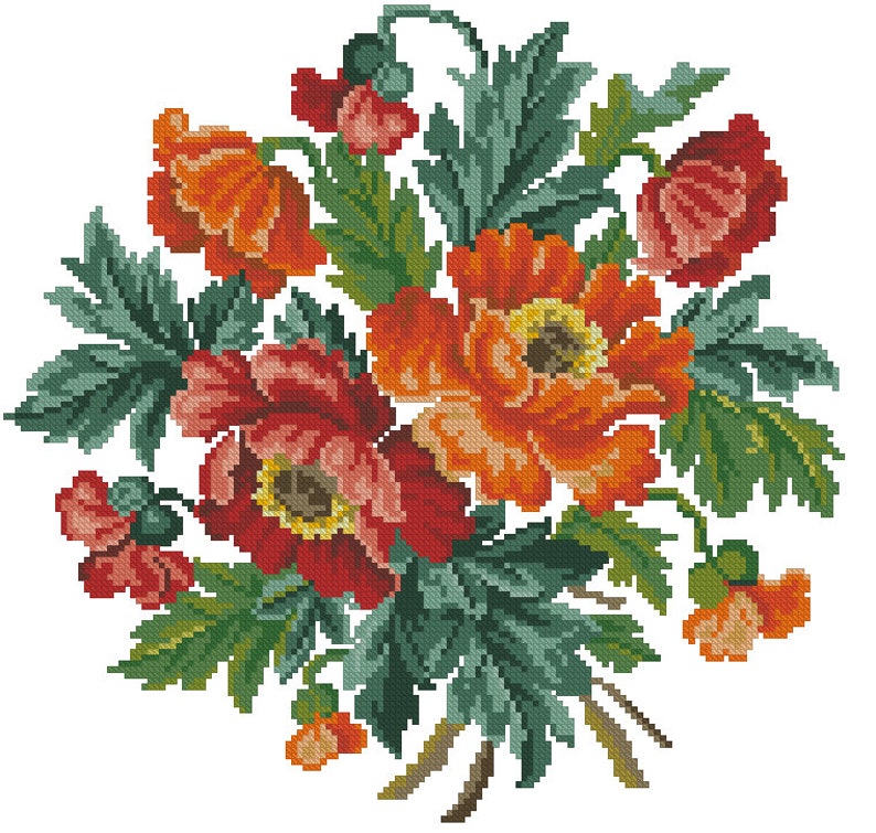 Vintage Cross Stitch Pattern PDF Counted Sampler Flowers Etsy