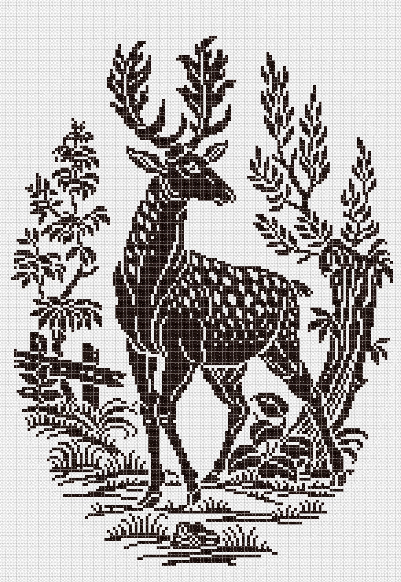 Vintage Deer Cross Stitch Pattern: Monochrome Blackwork (PDF Pattern ...