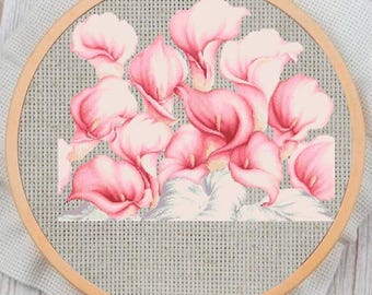 Kruissteekpatroon moderne bloemen: bloemenborduurwerk (pdf-patroon)